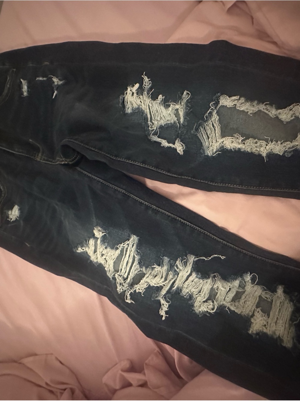 American Eagle Outfitters Dark Blue Distressed Skinny Jeans